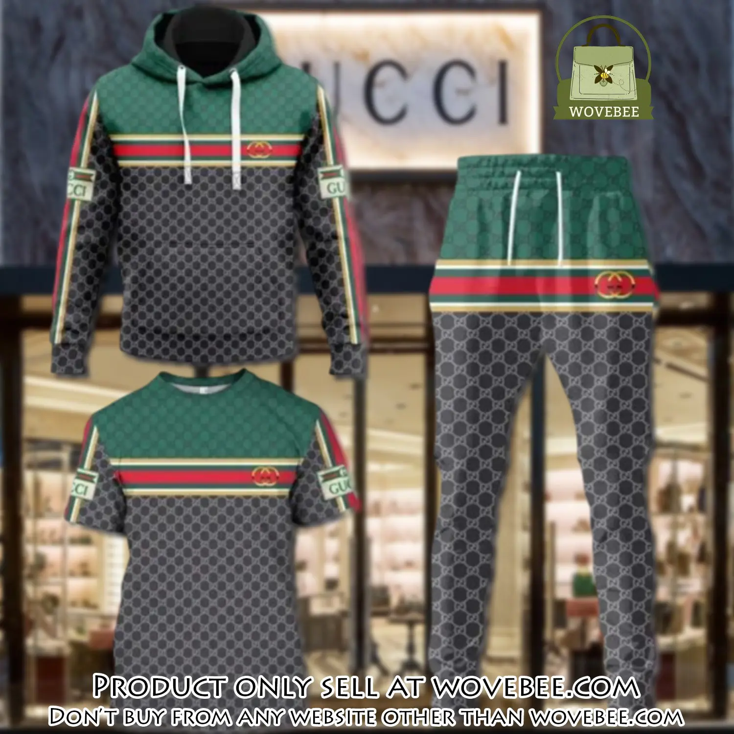 Gucci pattern unisex tshirt hoodie long pants set luxury brand clothing special gift outfit for men women wvb5849887